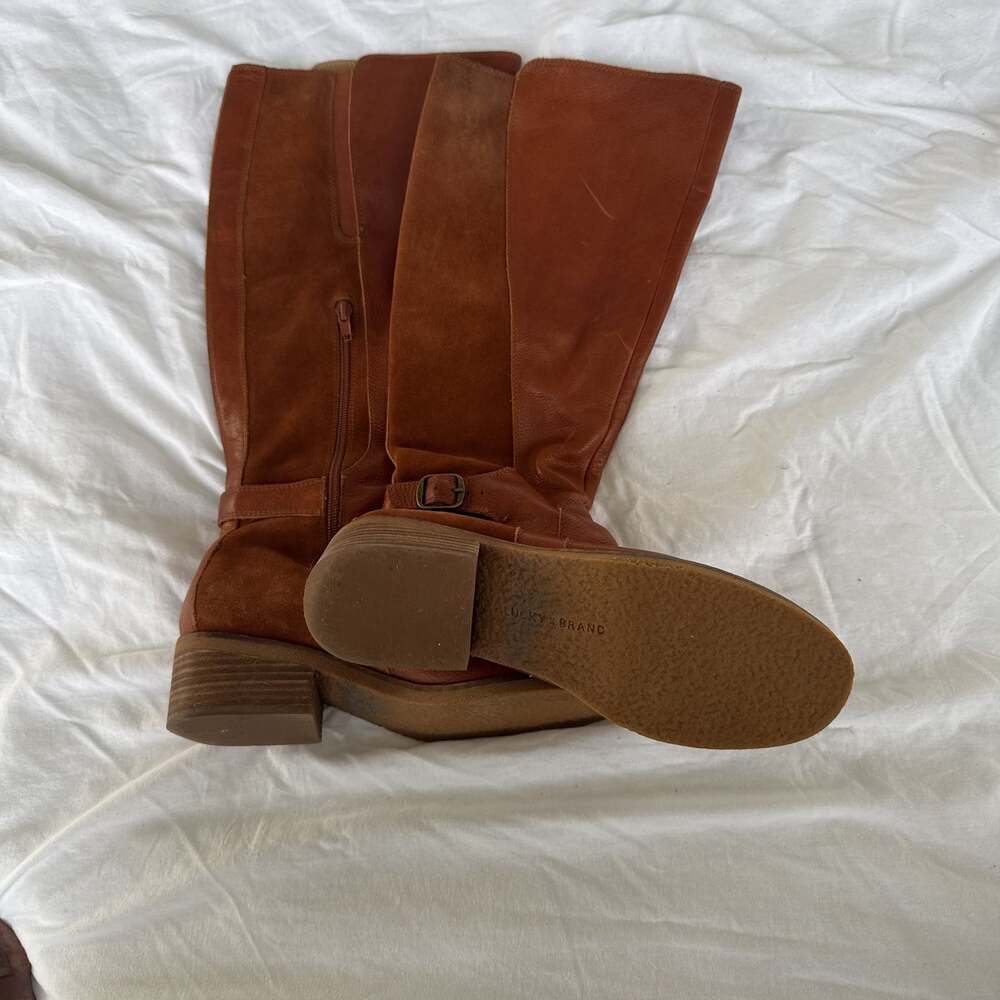Lucky Brand Women's Karesi Harness Boot in Whiskey Arena Leather - Size 7